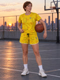 Basketball Neon Citrus Court Seam Women's Athletic Shorts with Pockets, front view