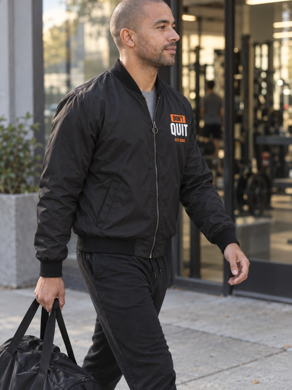 Don't Quit bomber jacket in black – side view