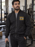Excuses Don't Burn Calories bomber jacket in black – front