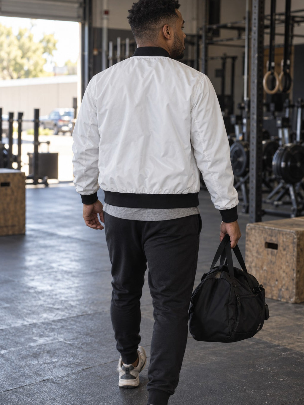 Try Again Tomorrow bomber jacket in white – back view