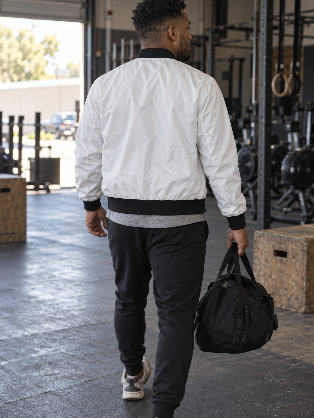 Try Again Tomorrow bomber jacket in white – back view
