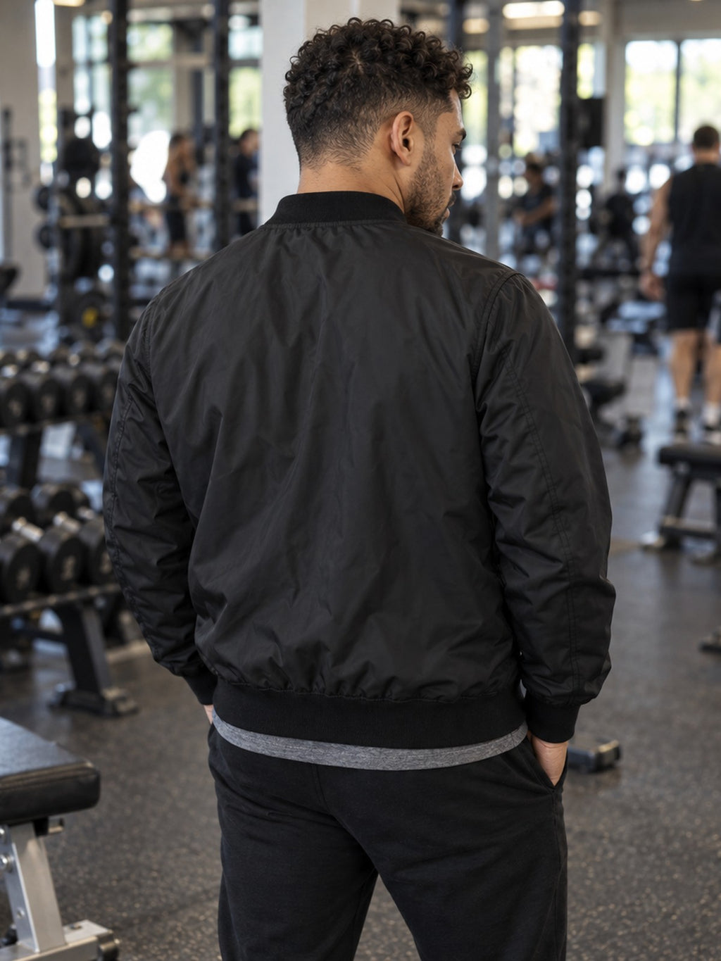 Vantacore Athletics Logo bomber jacket in black – back view