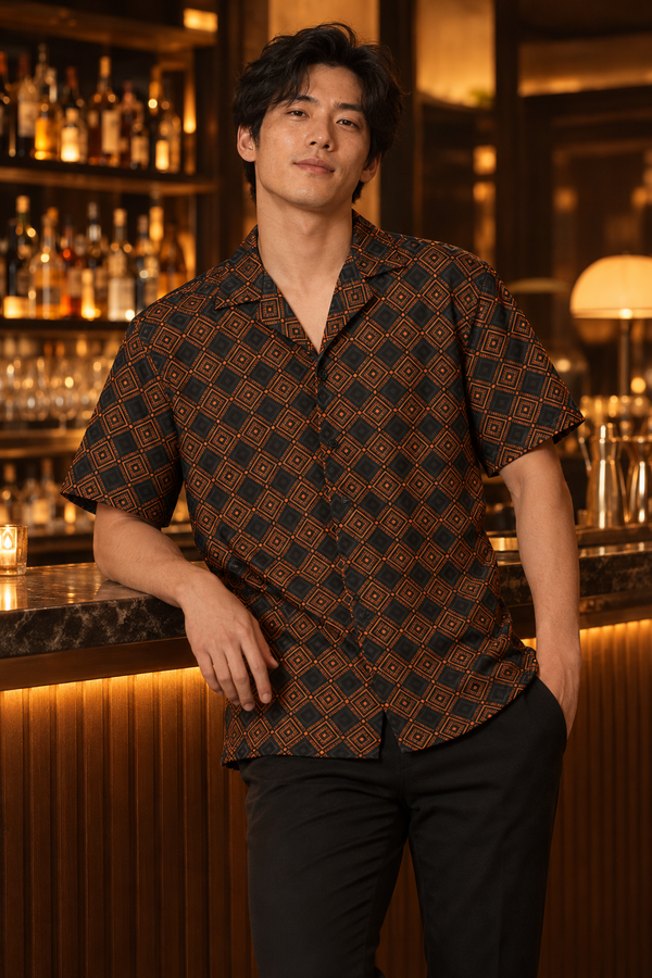 Black Ember Diamond Button-Up Shirt