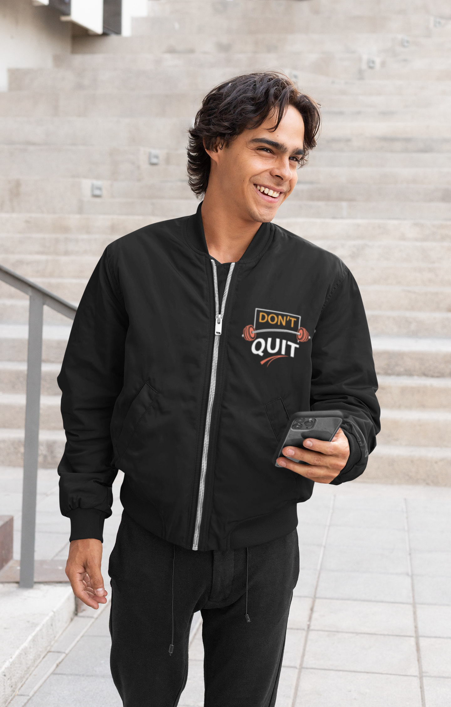 Don't Quit Zip-Up Track Jacket | Motivational Gym Jacket | Athletic Workout Full Zip Sports Jacket | Fitness Activewear