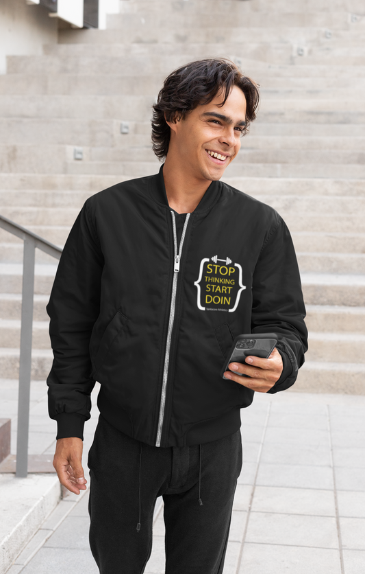 Stop Thinking Start Doing Track Jacket – Motivational Gym Zip-Up Jacket | Unisex Fitness Workout Jacket