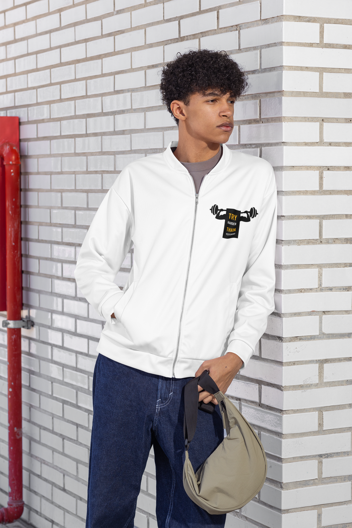 Try Again Tomorrow Track Jacket – Motivational Gym Zip-Up Jacket | Unisex Fitness Jacket