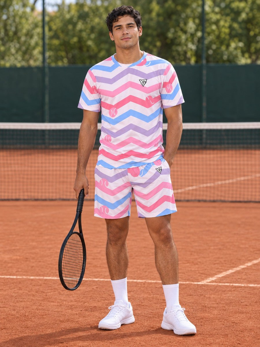 Tennis Cotton Candy Chevron Rush Men's Sports Jersey - front view