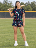 Baseball & Softball Aqua Volt Bolt Strike Women's Athletic Shorts with Pockets - front view