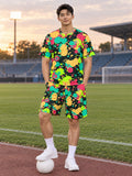 Soccer Emerald Zest Splash Zone Men's Athletic Shorts with Pockets - front view