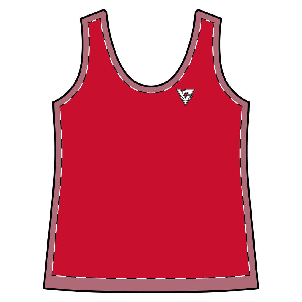 Cherry Red Essential full-length racerback tank supplier artwork preview