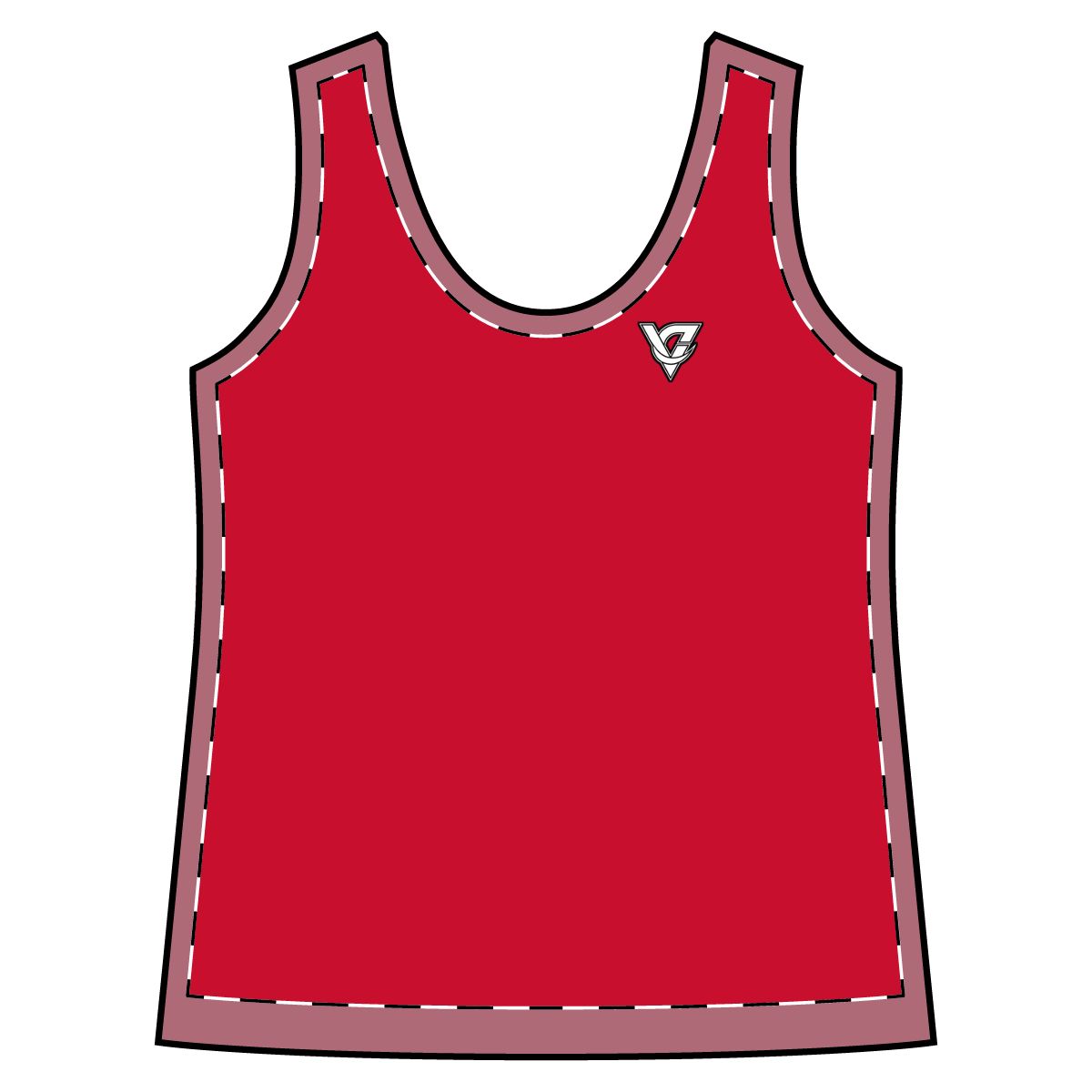 Cherry Red Essential full-length racerback tank supplier artwork preview