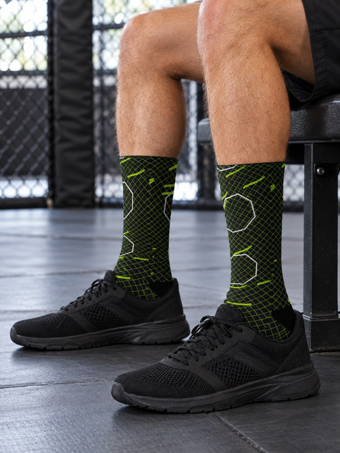 Combat Sports Volt Night Cage Mesh Athletic Crew Socks, lifestyle photo