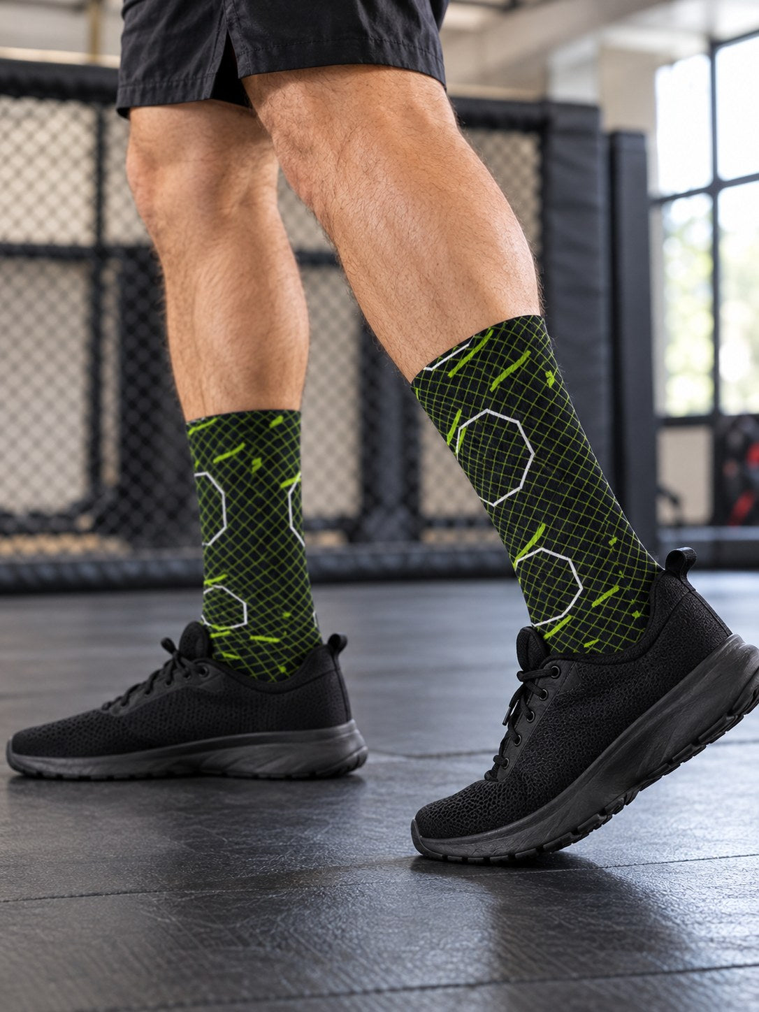 Combat Sports Volt Night Cage Mesh Athletic Crew Socks, lifestyle detail