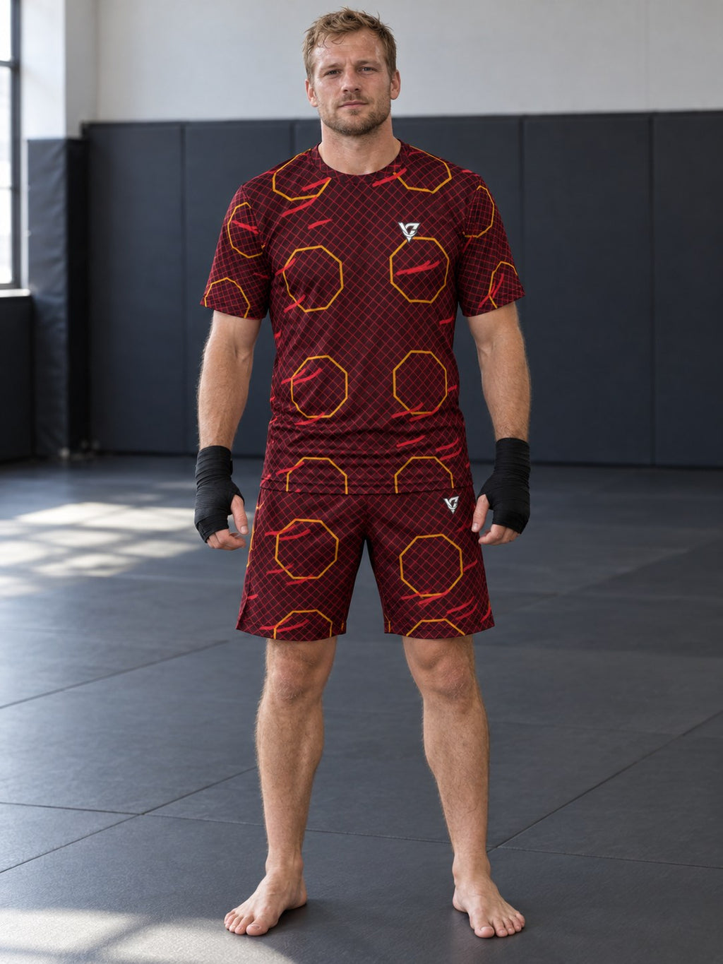 Combat Sports Crimson Blaze Cage Mesh Men's Athletic Shorts with Pockets, front view