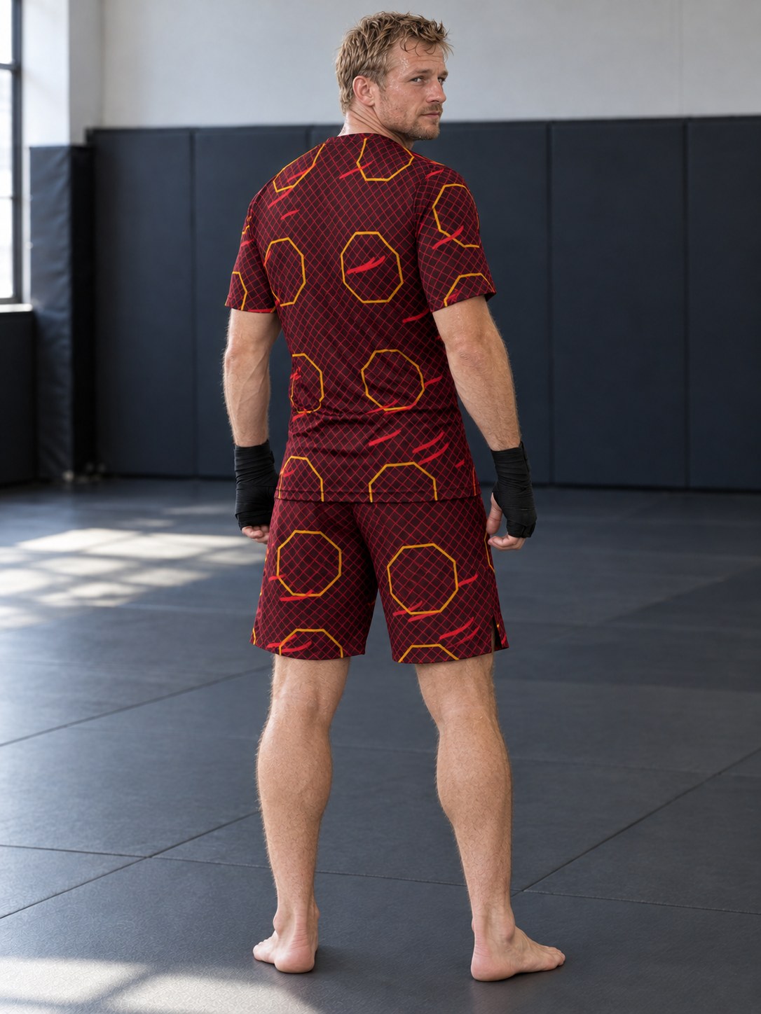 Combat Sports Crimson Blaze Cage Mesh Men's Athletic Shorts with Pockets, back view