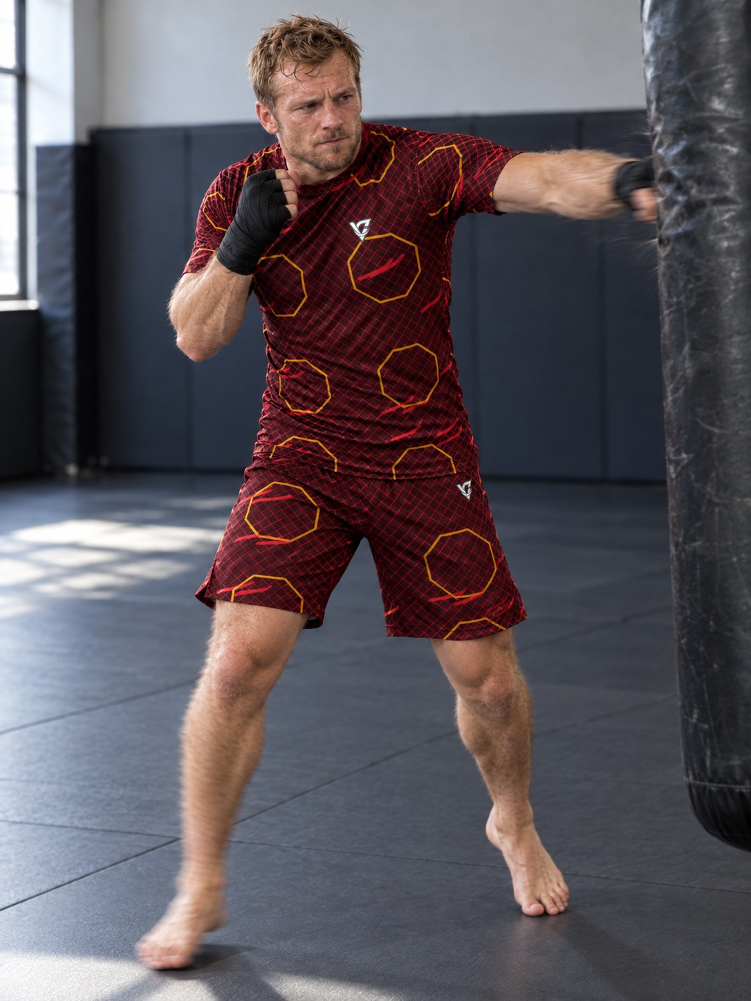 Combat Sports Crimson Blaze Cage Mesh Men's Sports Jersey, in action