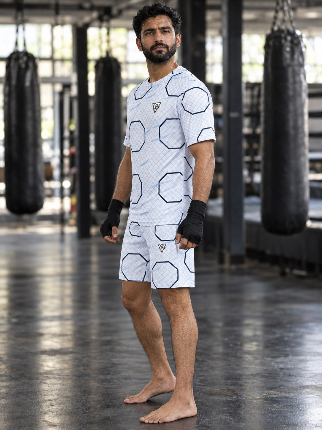 Combat Sports Arctic White Cage Mesh Men's Athletic Shorts with Pockets, side view