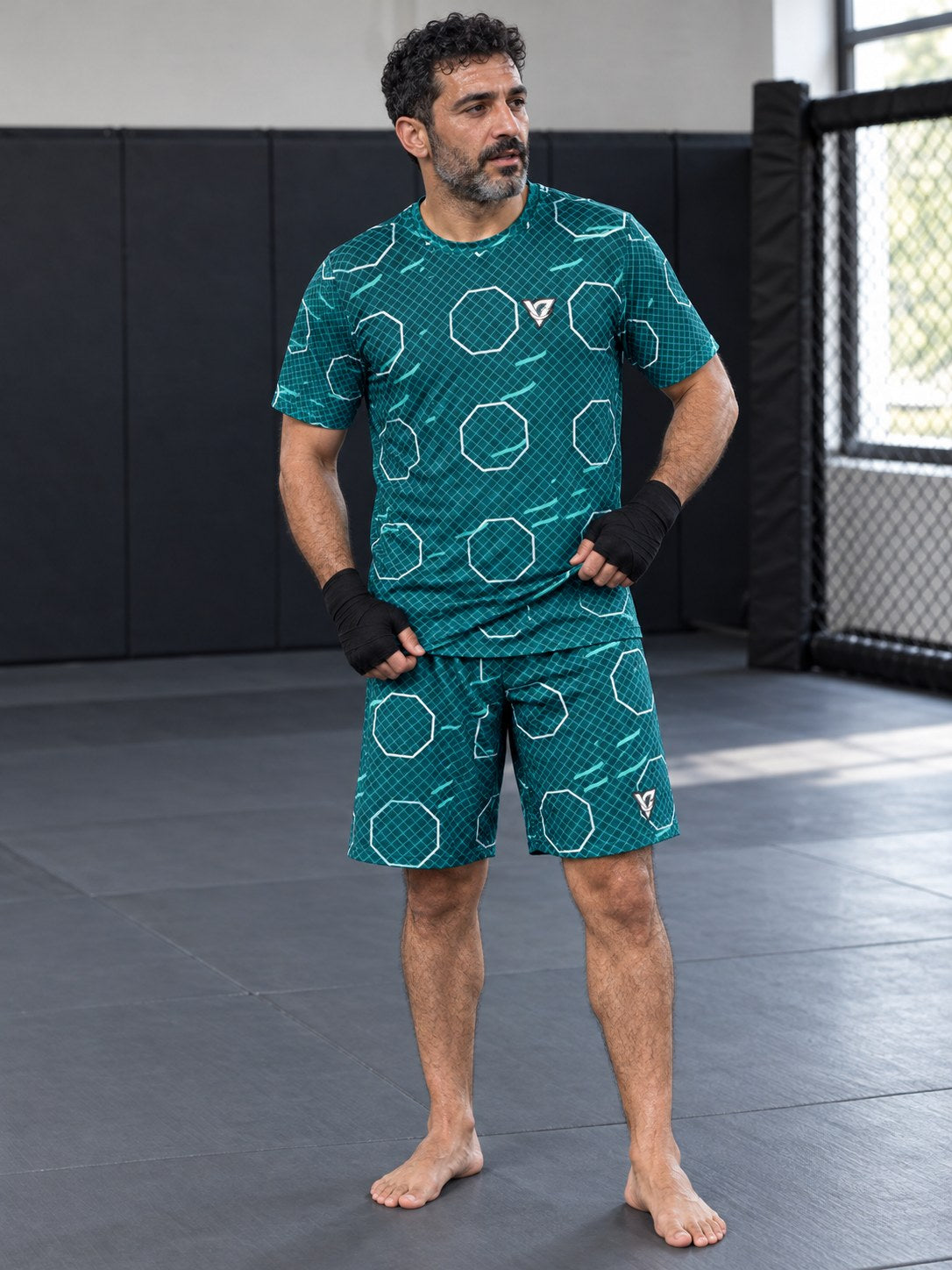 Combat Sports Teal Wave Cage Mesh Men's Sports Jersey, front view