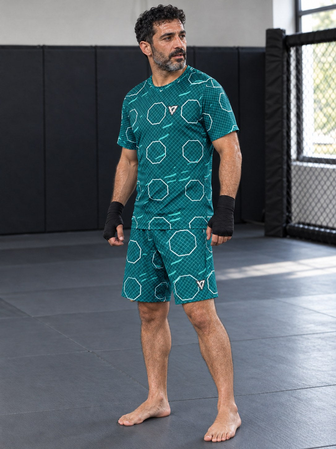 Combat Sports Teal Wave Cage Mesh Men's Sports Jersey, side view