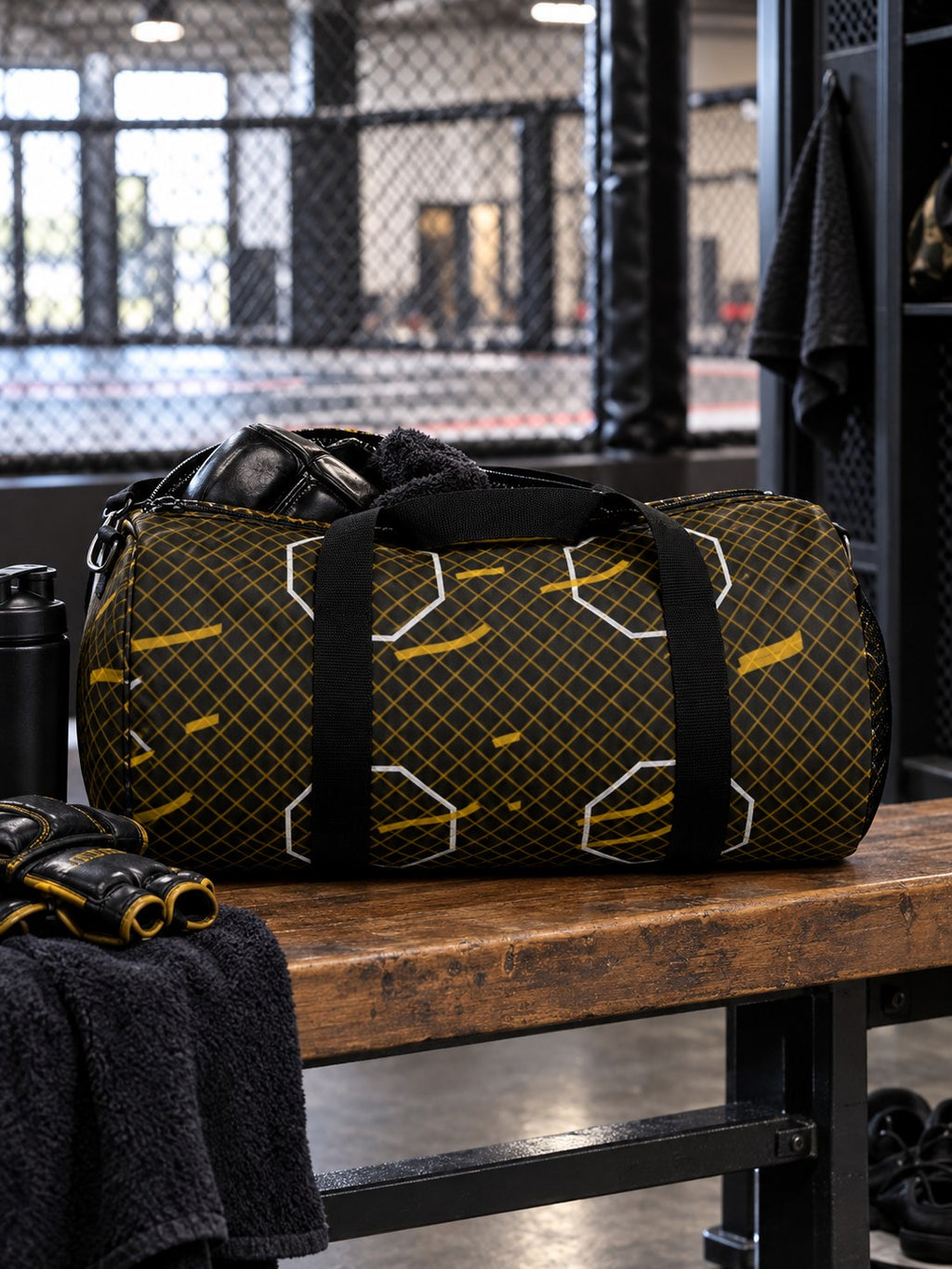 Combat Sports Gold Rush Cage Mesh Duffel Bag, lifestyle detail