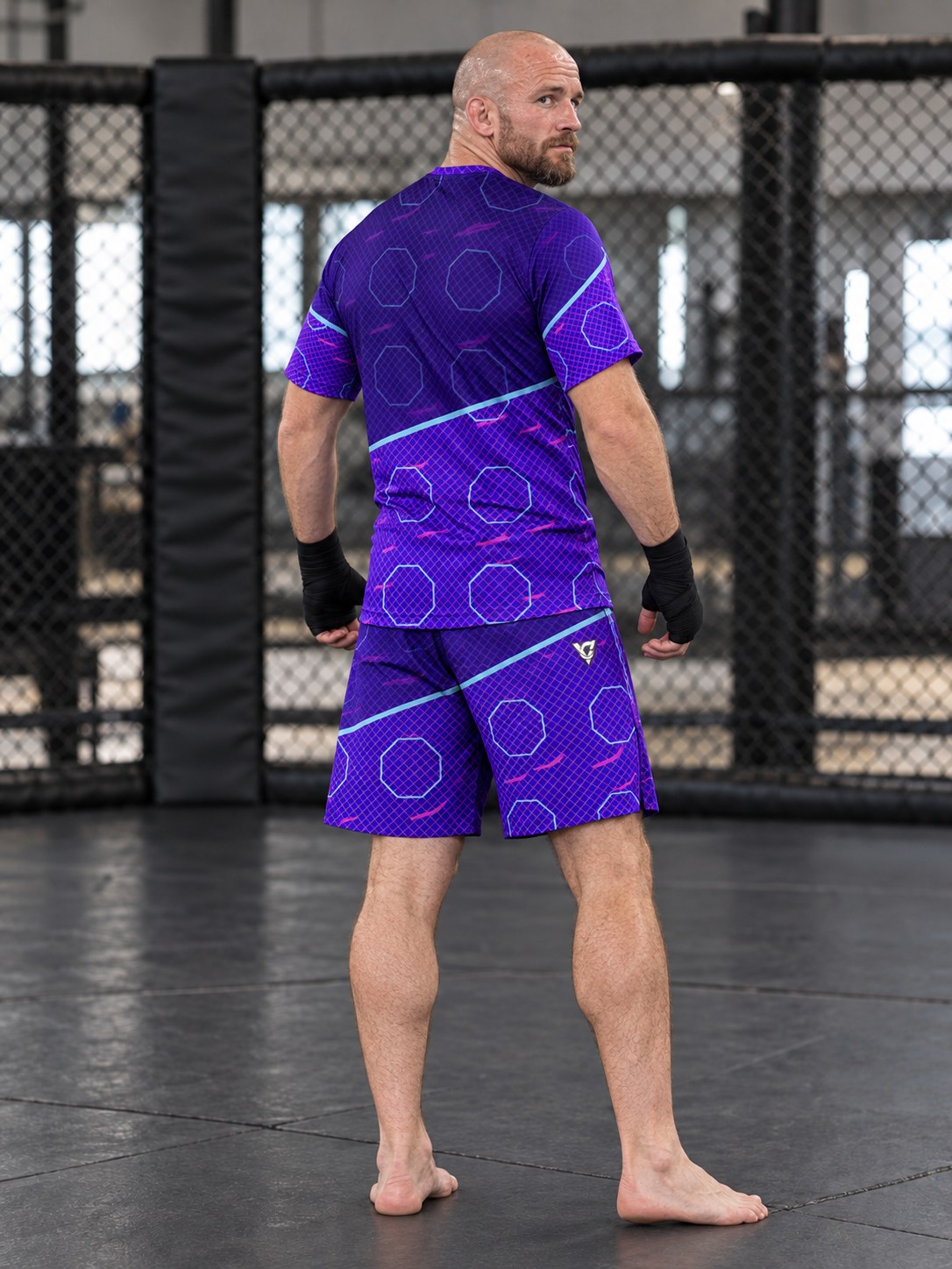 Combat Sports Ultra Violet Cage Mesh Men's Athletic Shorts with Pockets, back view