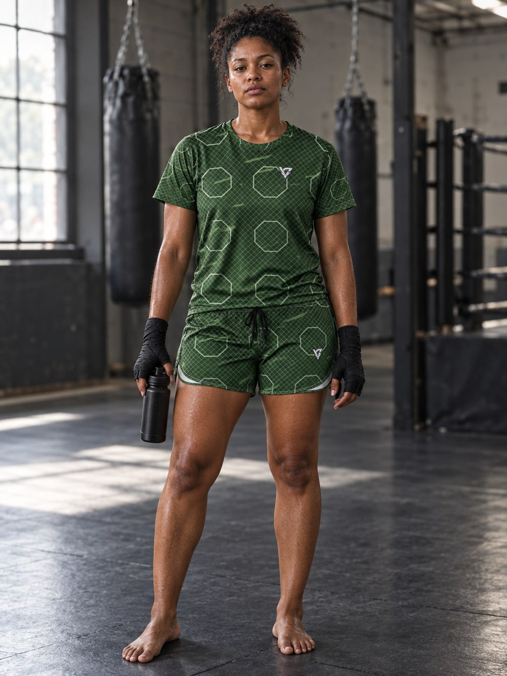Combat Sports Forest Camo Cage Mesh Women's Sports Jersey, front view