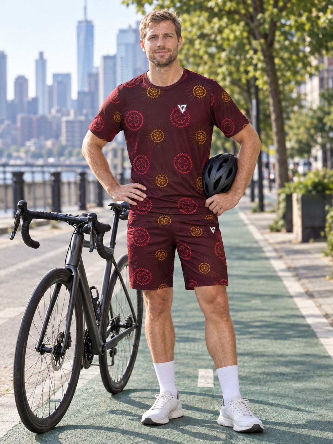 Cycling Crimson Blaze Chainring Men's Sports Jersey, front view