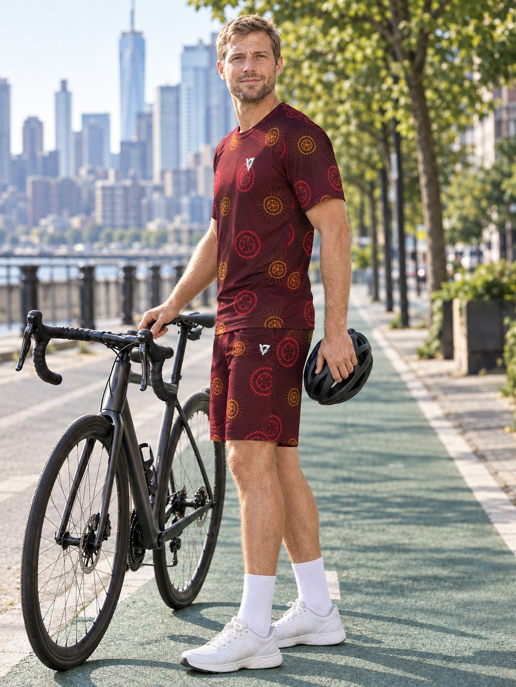 Cycling Crimson Blaze Chainring Men's Athletic Shorts with Pockets, side view