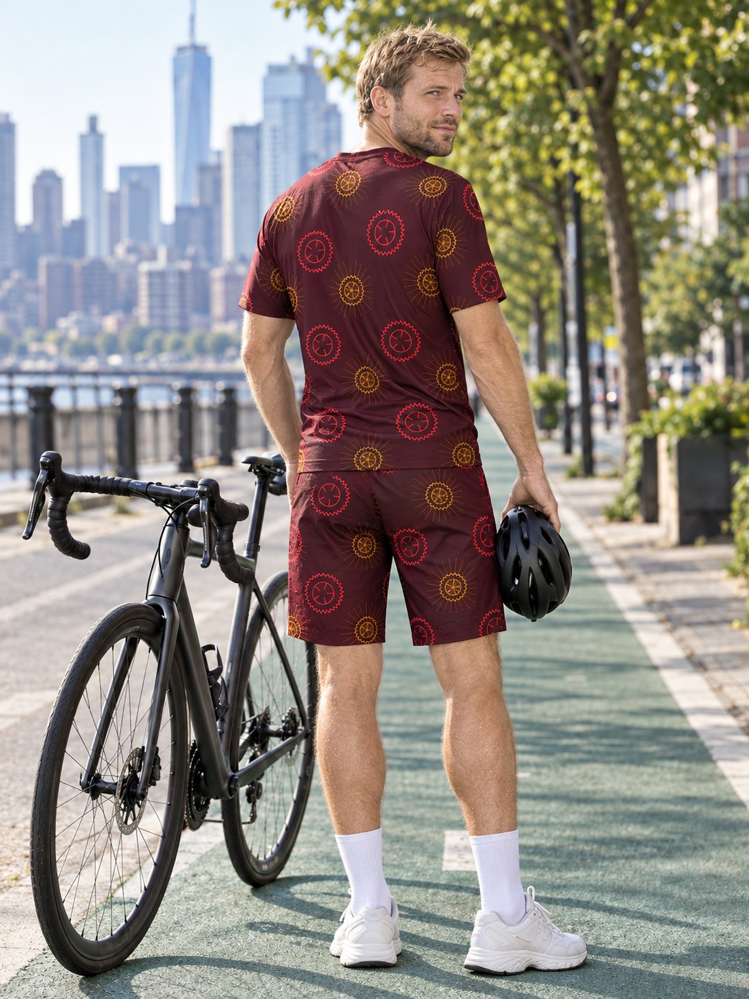 Cycling Crimson Blaze Chainring Men's Sports Jersey, back view