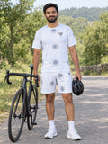 Cycling Arctic White Chainring Men's Athletic Shorts with Pockets, front view