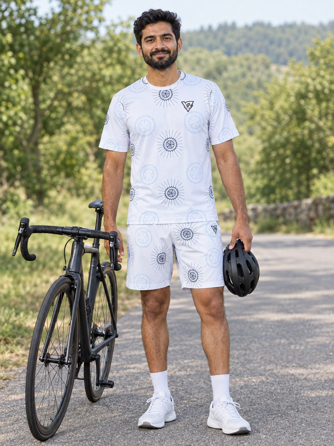 Cycling Arctic White Chainring Men's Sports Jersey, front view