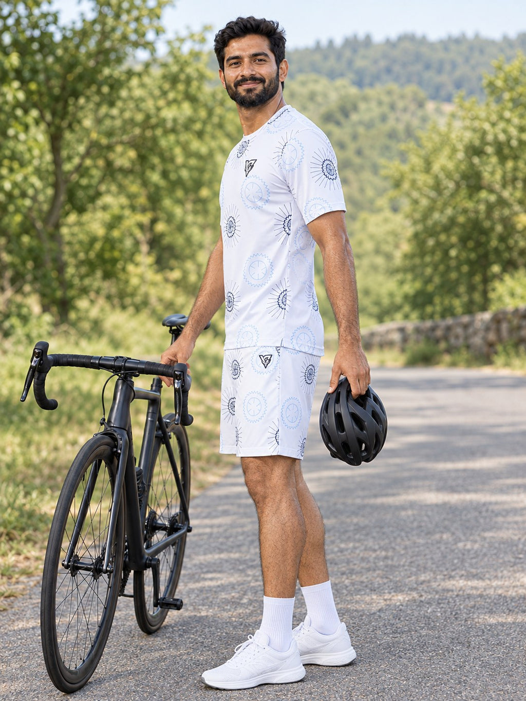 Cycling Arctic White Chainring Men's Sports Jersey, side view