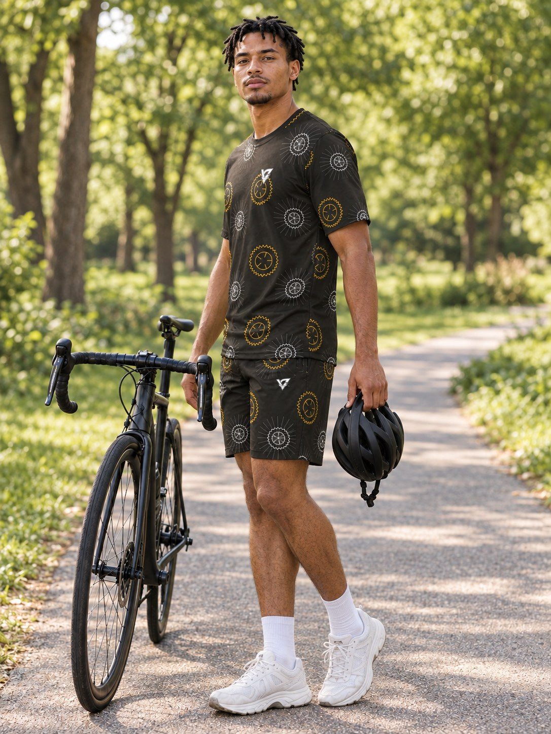 Cycling Gold Rush Chainring Men's Athletic Shorts with Pockets, side view