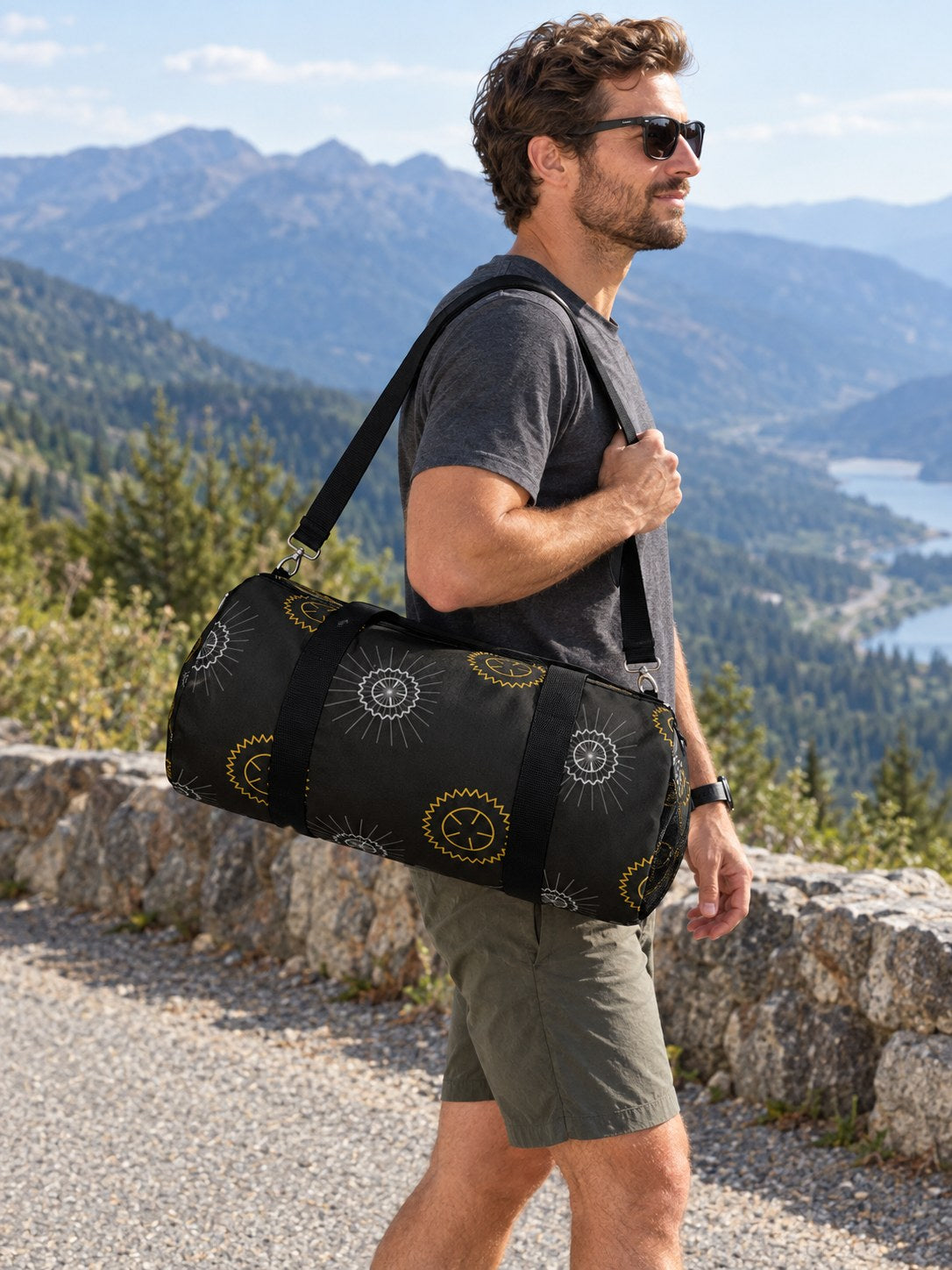 Cycling Gold Rush Chainring Duffel Bag, lifestyle photo
