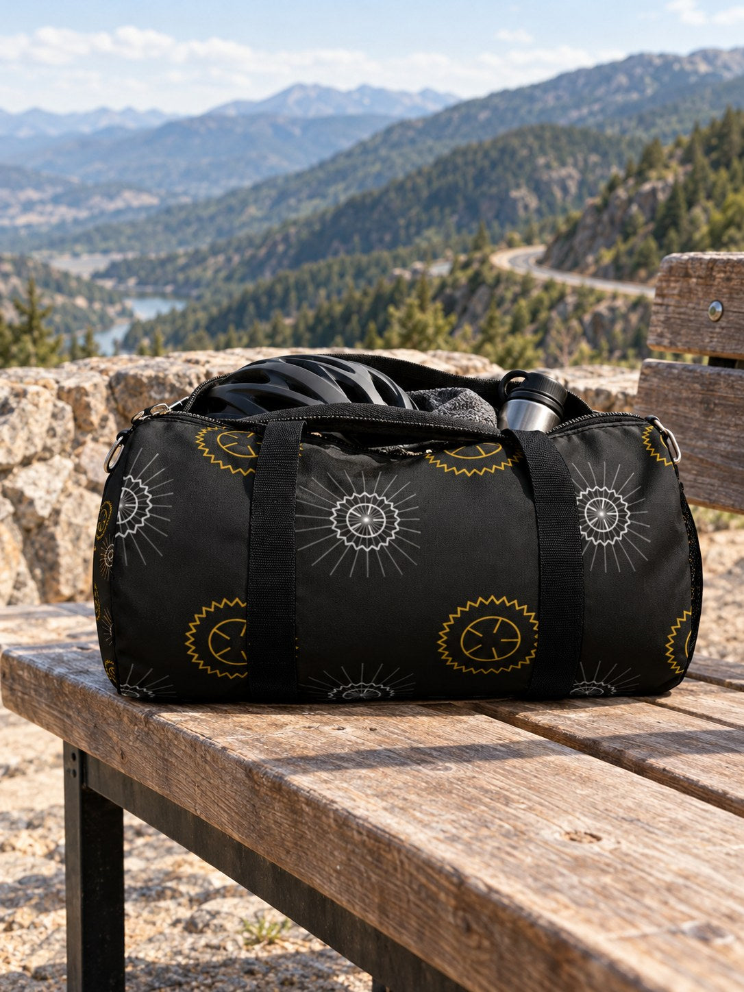 Cycling Gold Rush Chainring Duffel Bag, lifestyle detail