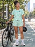 Cycling Mint Glow Chainring Women's Athletic Shorts with Pockets, front view