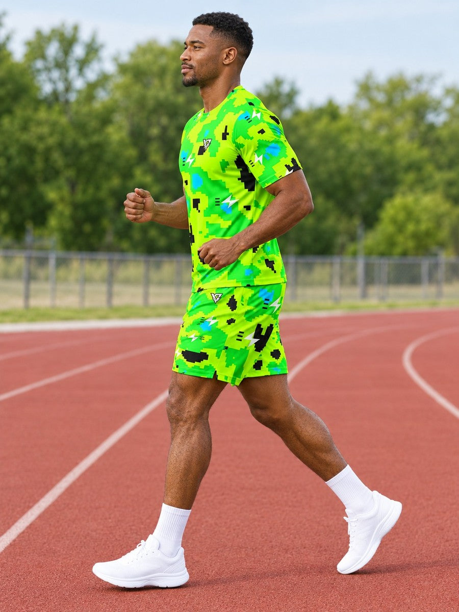 Running Lime Riot Pixel Camo Men's Sports Jersey - side view