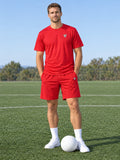 Vantacore Solid Red Men's Athletic Shorts with Pockets - front view
