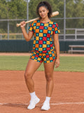 Baseball & Softball Tropic Heat Checker Drive Women's Athletic Shorts with Pockets - front view