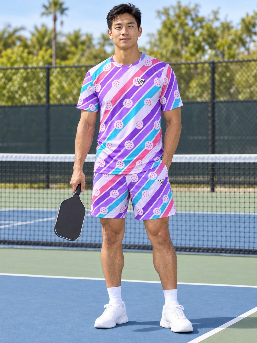 Pickleball Lilac Wave Stripe Surge Men's Sports Jersey - front view