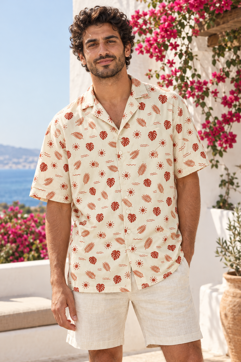 Desert Sun button-up shirt worn out at night