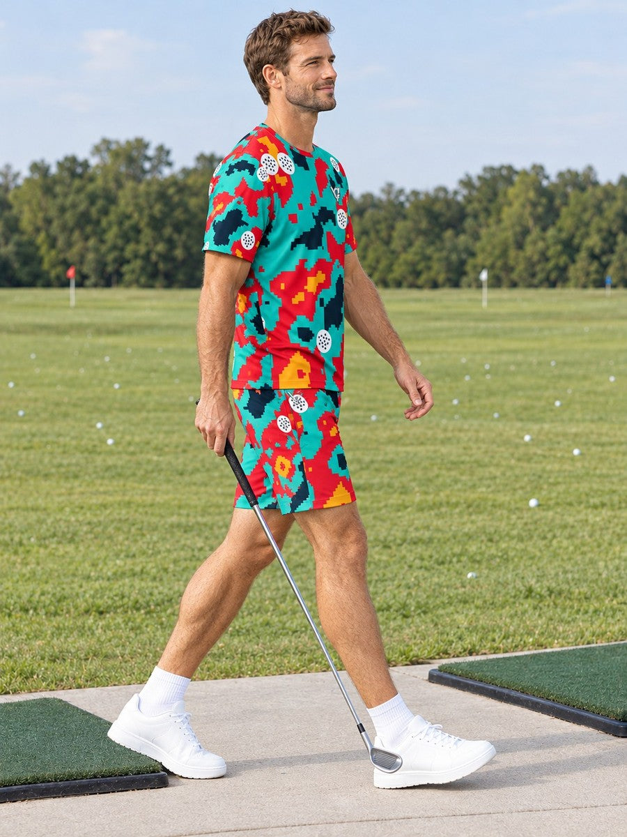 Golf Aqua Volt Pixel Camo Men's Sports Jersey - side view