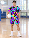 Volleyball Midnight Neon Splash Zone Men's Sports Jersey - front view