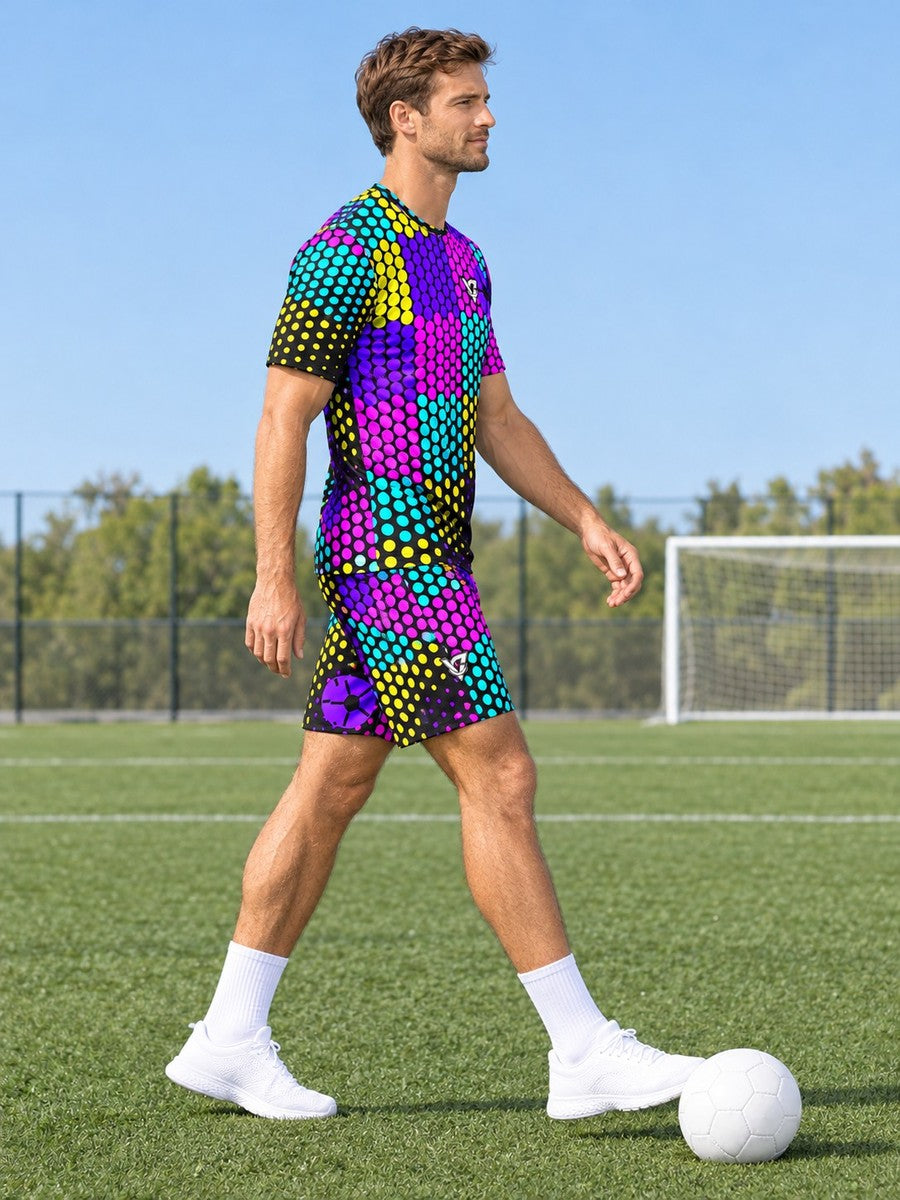 Soccer Midnight Neon Halftone Pulse Men's Sports Jersey - side view