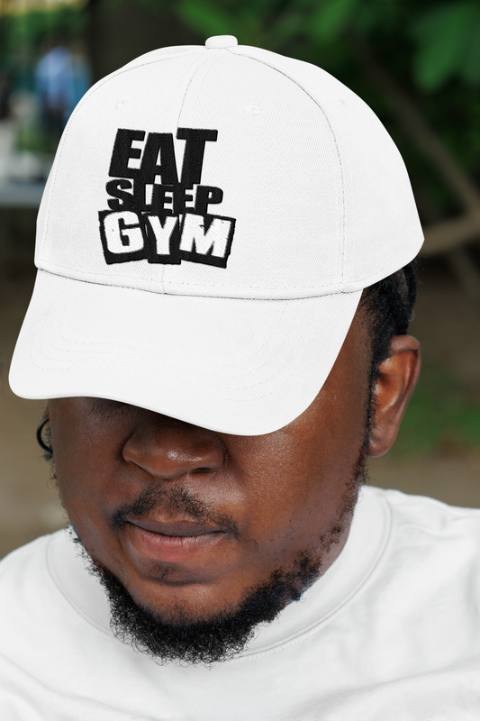 Eat Sleep Gym Embroidered Low Profile Baseball Cap | Adjustable Cotton Twill Dad Hat for Men & Women