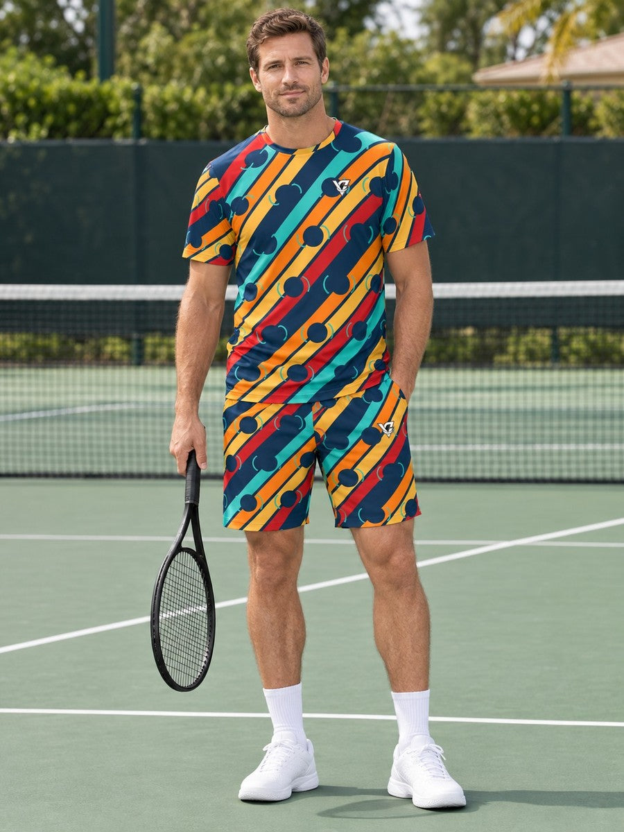 Tennis Tropic Heat Stripe Surge Men's Sports Jersey - front view