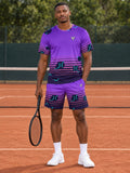 Tennis Galaxy Glow Horizon Fade Men's Athletic Shorts with Pockets - front view