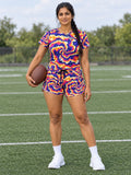 Football Royal Flame Tie-Dye Spin Women's Sports Jersey - front view