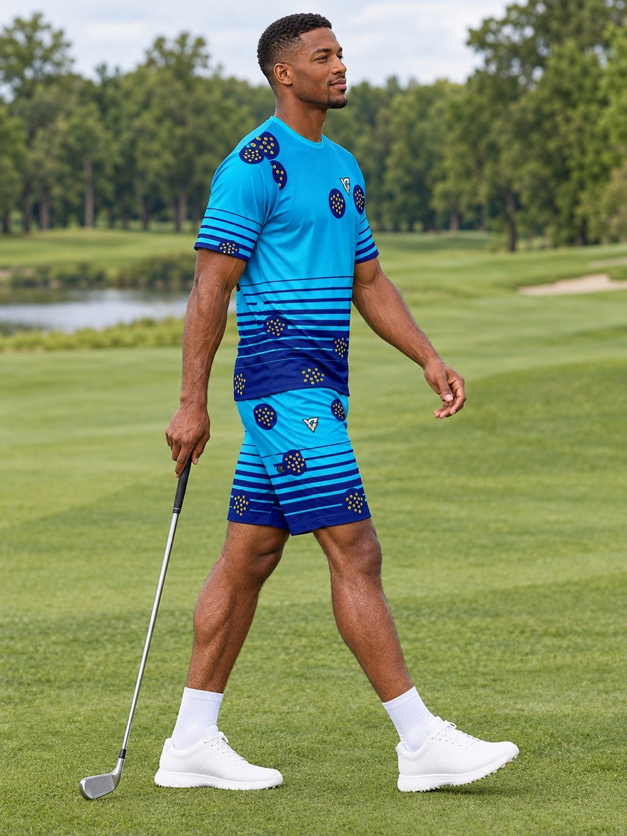 Golf Cobalt Spark Horizon Fade Men's Athletic Shorts with Pockets - side view