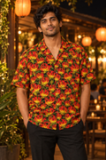 Flame Lily button-up shirt worn out